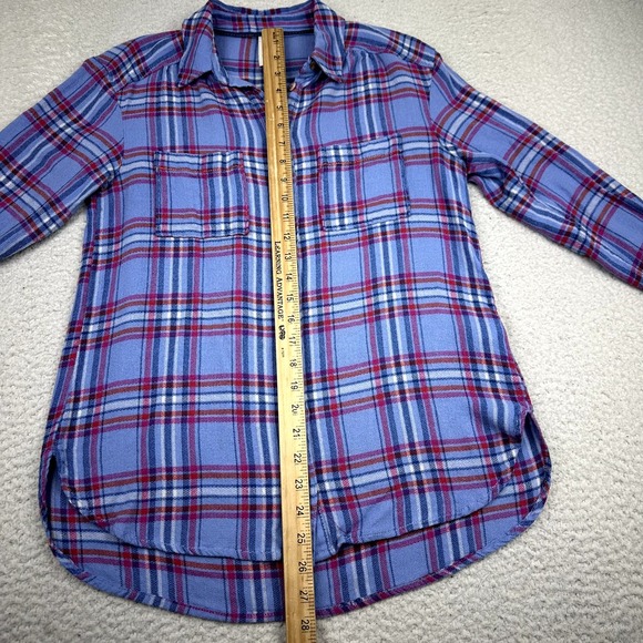 Pilcro Wool Blend‎ Flannel Shirt Women's Small Blue Plaid Western Rodeo Anthro - Picture 6 of 11